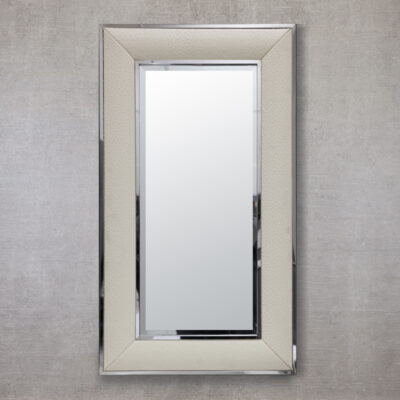 31.5″ x 47″ Faux Ostrich Leather Framed Rectangular Mirror </br></br> F04-MR NEW MODEL</br>