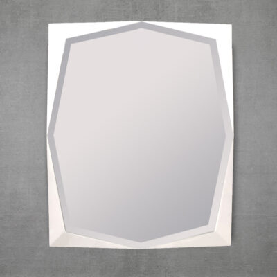 23.6″ X 29.5″ Gloss White Lacquer Geometric Framed Mirror </br></br>C04MR-GW NEW MODEL</br>
